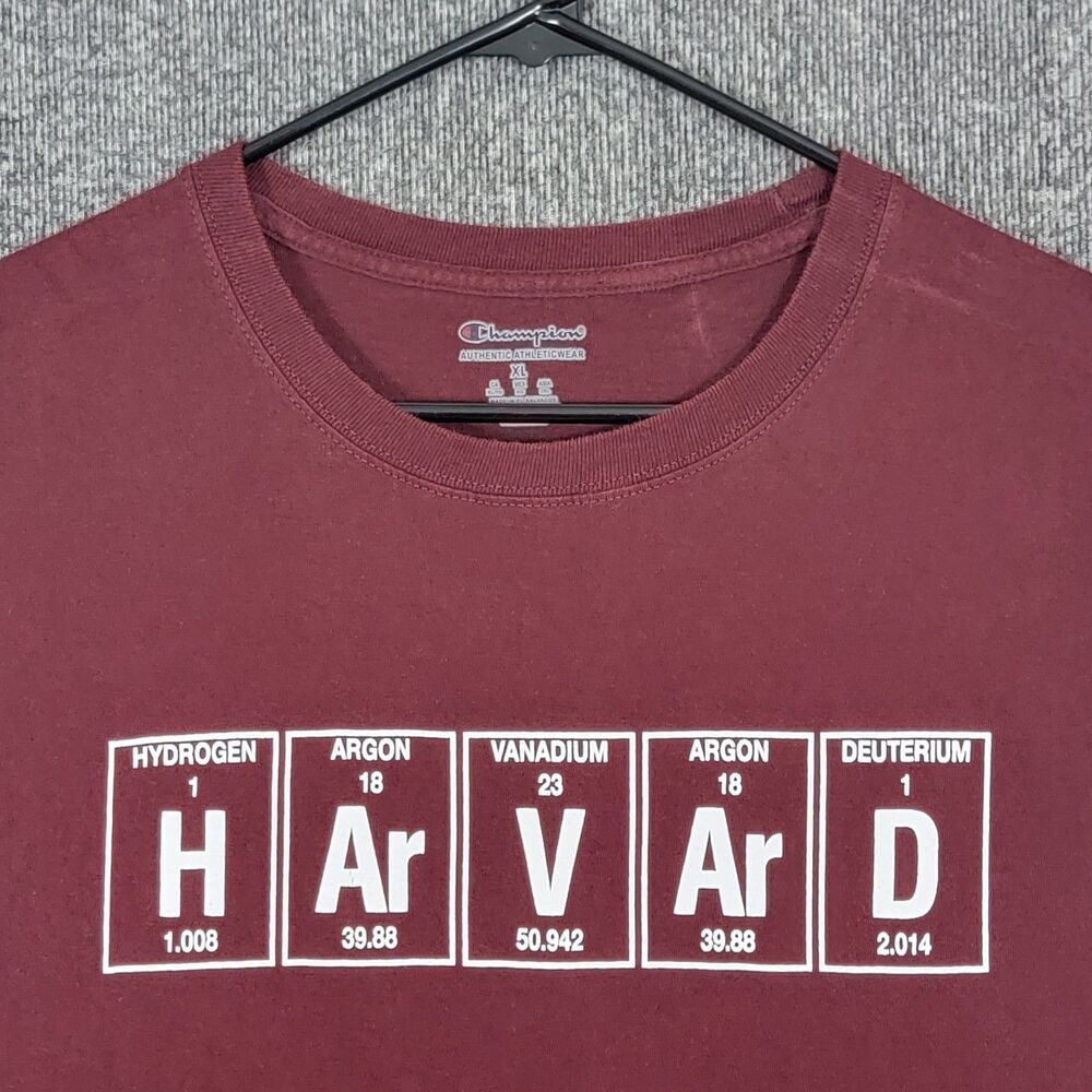 Champion Harvard University T-Shirt Mens XL Crimson Periodic Table of Elements